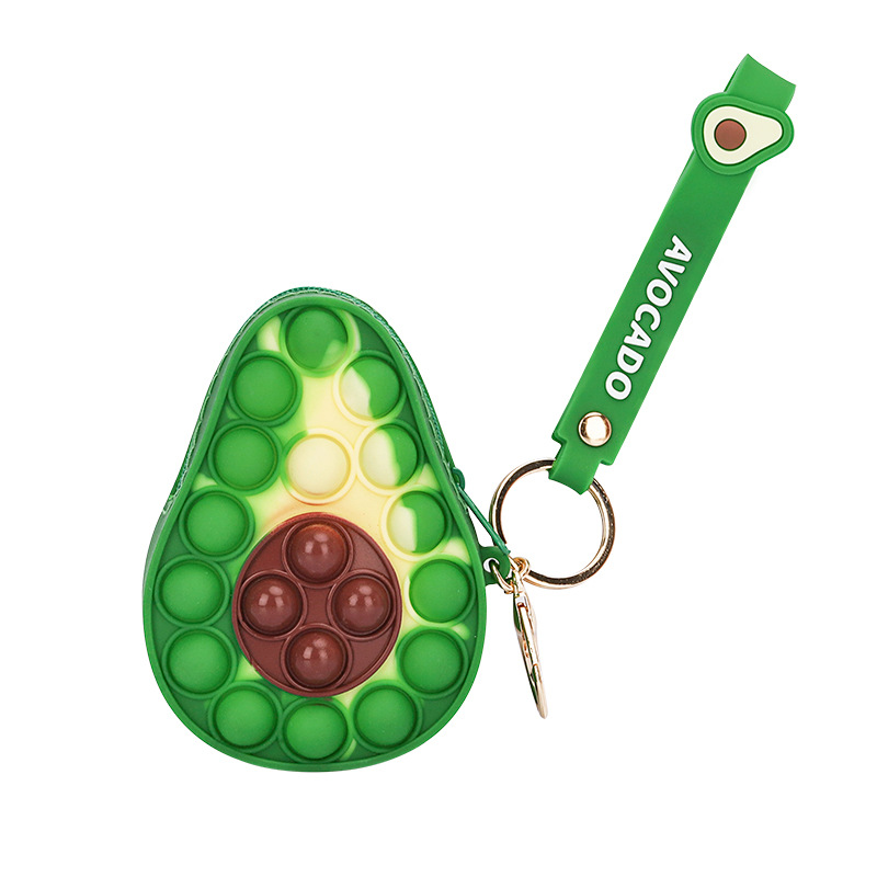 Cruth Avocado Fidget Pop-It Zipper Cás Coin Sparán